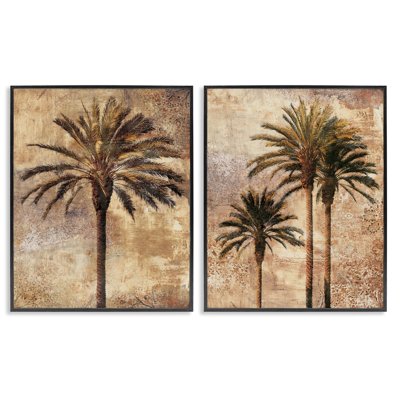 Stupell Industries Arching Palm Leaves 2pc Framed Giclee Wall Art Set Design by John Seba